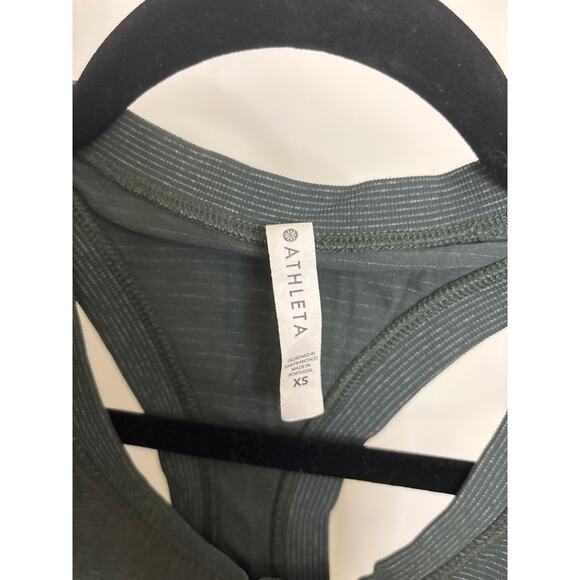 Athleta Momentum Seamless Tank Womens XS Green Racerback Ribbed Athletic Top - Picture 4 of 5